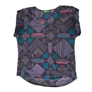 Urban Outfitters BDG 100% Silk Geometric Short Sleeve Top (Size Large)